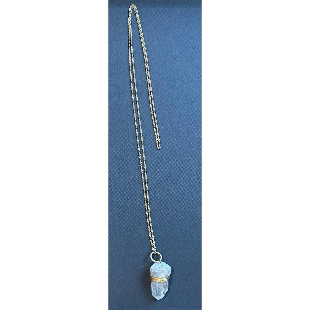Brass Necklace with Crystal Pendant